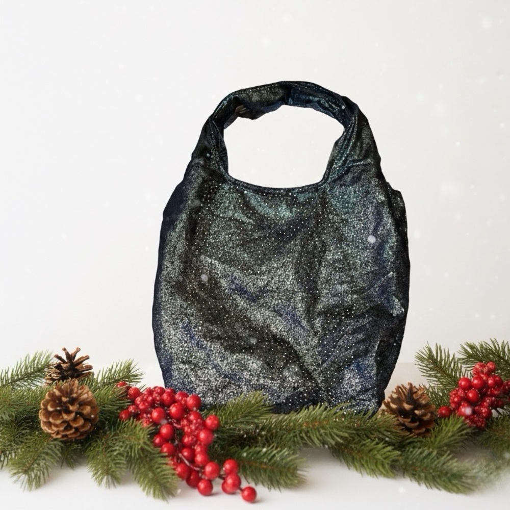 Sweet Cakes Black Metallic Slouch Boho Shoulder Bag Christmas Gifting Bags